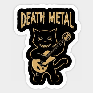 Death Metal Satanic Baphomet Cat playing guitar Sticker